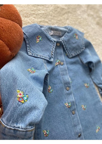 Yigit Butik Çiçek Işlemeli Kız Çocuk Elbise