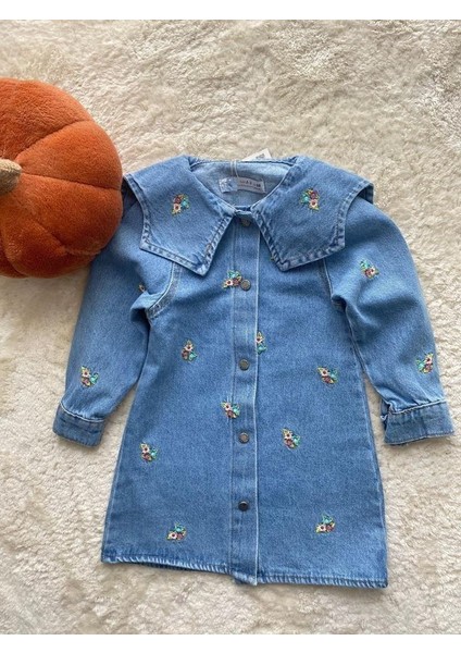 Yigit Butik Çiçek Işlemeli Kız Çocuk Elbise