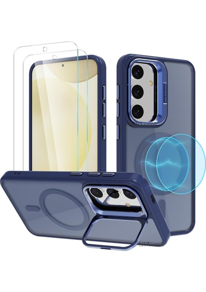 Samsung Galaxy S24 Kılıf Mat Krom + Kendi Renginde Lens Camı 2'li Set