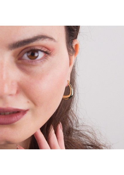 14 Ayar Italyan Parlak Halka Altın Küpe modelleri