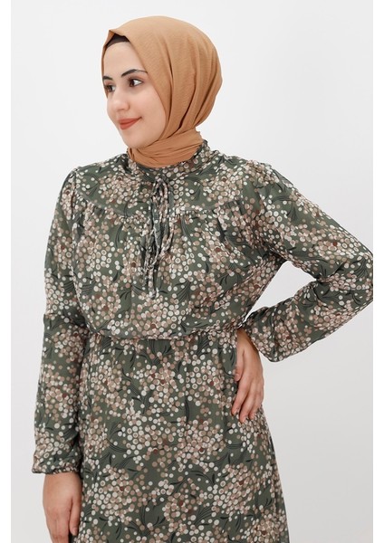8009 Puantiye Desenli Şifon Elbise modelleri