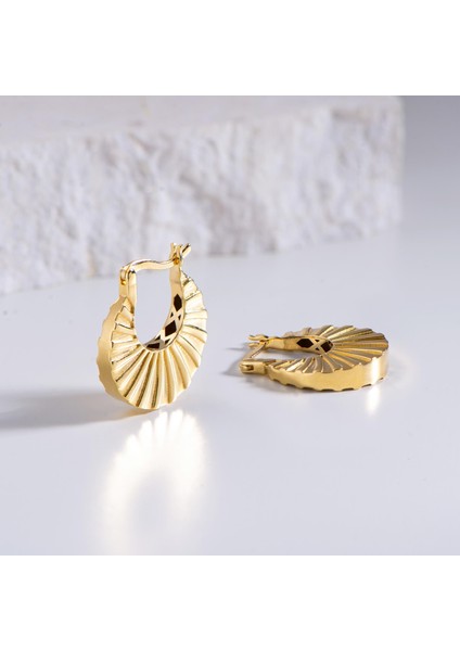 14 Ayar Italyan Istiridye Altın Küpe