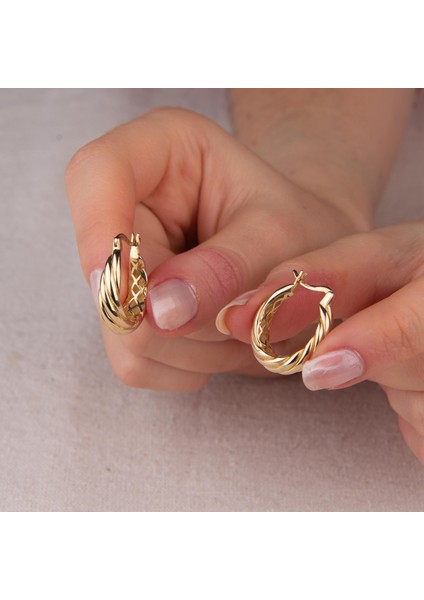 14 Ayar Italyan Halka Altın Küpe modelleri