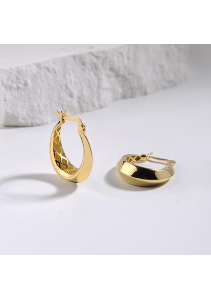 14 Ayar Italyan Parlak Halka Altın Küpe