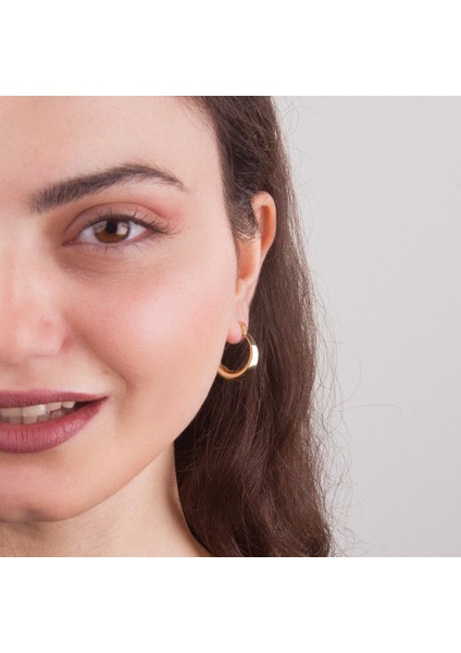 14 Ayar Italyan Parlak Halka Altın Küpe modelleri