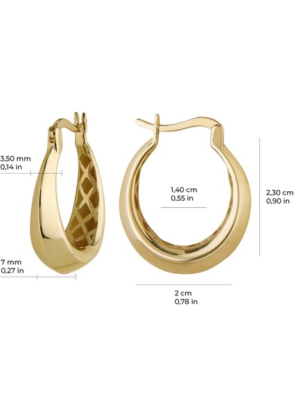 14 Ayar Italyan Parlak Halka Altın Küpe indirimleri