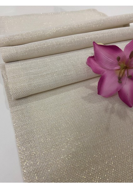 Keten Görünümlü Simli Linen Gold Runner 40 x 160