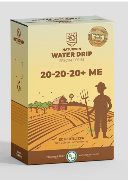 Damlama Gübresi Naturwin Water Drip 20-20-20+Me Npk Gübre 1 kg