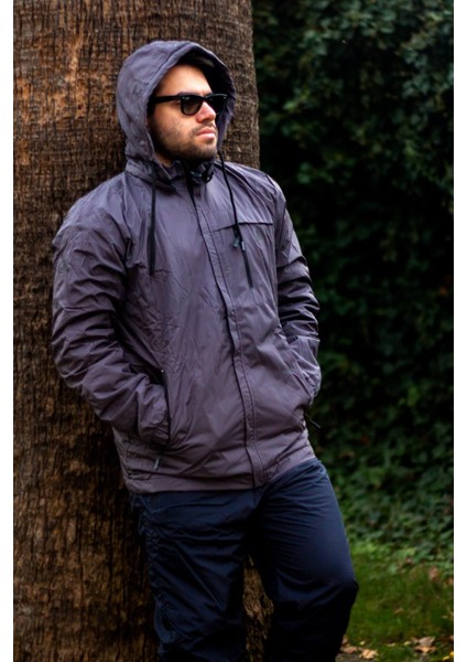 Erkek Antrasit Suya Dayanıklı Rüzgar Geçirmez Çıkarılabilir Kapüşonlu Balıkçı Motorcu Mont 23EMNTR860 modelleri