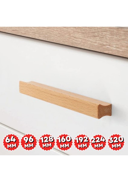 Artı Woods Dolap Kulpu, 10 Adet - 64 mm (6,4 Cm) - Doğal Ahşap Kulp, Cekmece Kulpu, Mutfak Dolap Kulplari