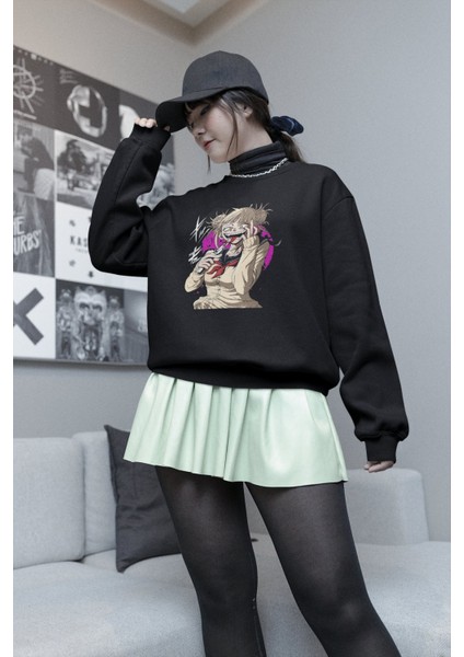 Fuddy Moda My Hero Academia Himiko Baskılı Kapüşonsuz Sweatshirt