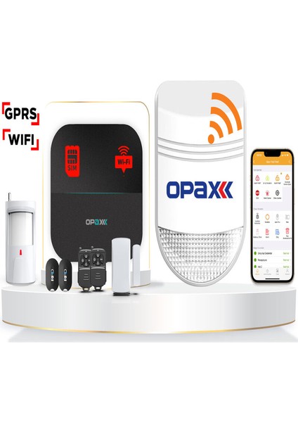 OPAX-W20+BGR-09 Gprs I Gsm I Wıfı & Bgr-09 Kablosuz Sirenli Alarm Sistemi (1 Yıl Ahm Ücretsiz)