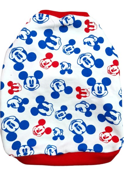 Kedi Köpek Kırmızı Lacivert Mıckey Tshırt