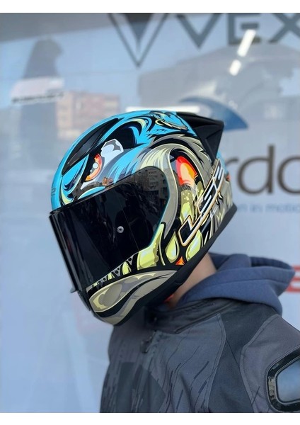 Rapıd 2 Neo Mavi-Mor Kask Siyah Vizör Mtn Spoiler