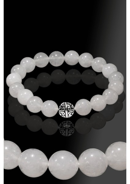 Mat Kristal Kuvars Taşı Bileklik - Gümüş Aparatlı