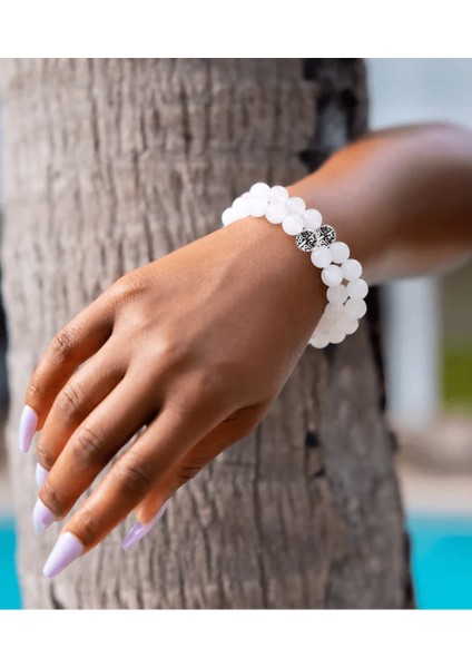 Mat Kristal Kuvars Taşı Bileklik - Gümüş Aparatlı modelleri