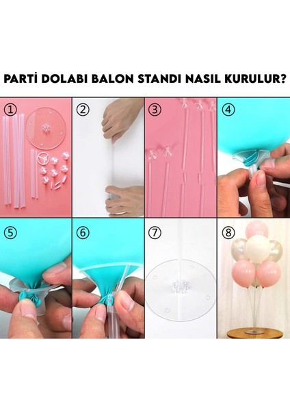 2 Adet Balon Süsleme Standı 7li Çubuklu Ikili Set Ayaklı Stand