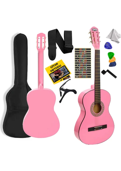 CG-34PK Kaliteli 34 İnç 1/2 Juniur Çocuk Gitarı 4-8 Yaş Arası + Çanta Capo Nota Sticker Askı Pena Metod