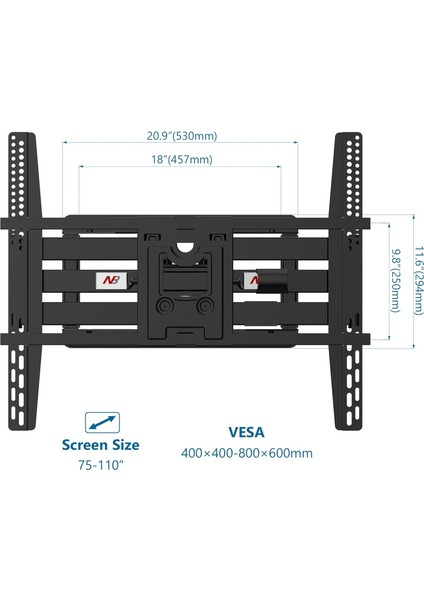 Nb Sp5 Profosyonel 75INCH–110INCH Büyük Ekranlar Için Hareketli Tv Askı Aparatı