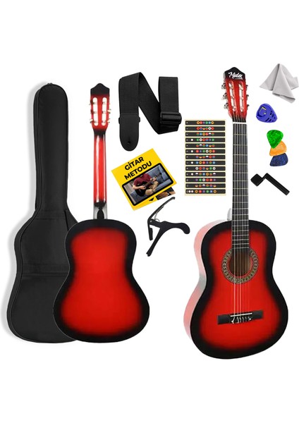 CG-36RD Kaliteli 36 İnç 3/4 Juniur Çocuk Gitarı 8-12 Yaş Arası + Çanta Askı Capo Nota Sticker Pena Metod