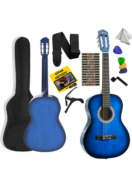 CG-36BL Kaliteli 36 İnç 3/4 Juniur Çocuk Gitarı 8-12 Yaş Arası + Çanta Askı Capo Nota Sticker Pena Metod