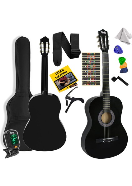 CG-36BK-PAK Kaliteli 36 Inç 3/4 Juniur Çocuk Gitarı 8-12 Yaş Arası (Çanta Tuner Askı Pena Metod)