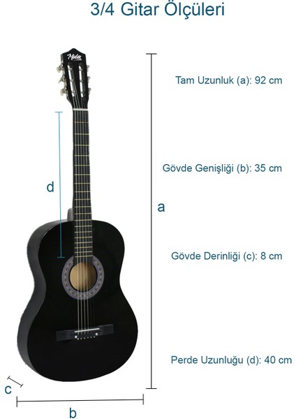 CG-36BK-PAK Kaliteli 36 Inç 3/4 Juniur Çocuk Gitarı 8-12 Yaş Arası (Çanta Tuner Askı Pena Metod) modelleri