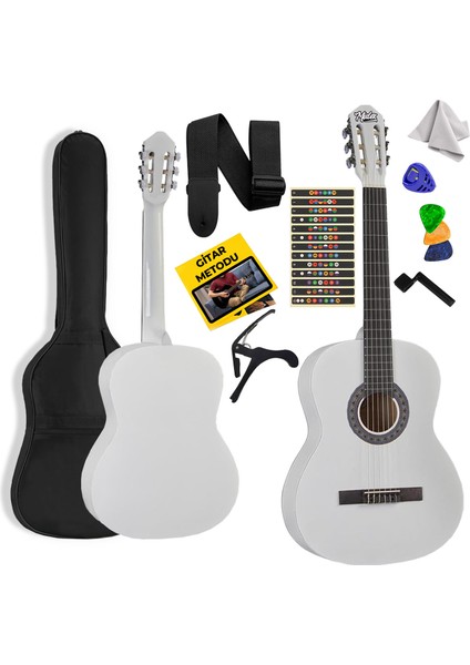 CG-36WH Kaliteli 36 İnç 3/4 Juniur Çocuk Gitarı 8-12 Yaş Arası + Çanta Askı Capo Nota Sticker Pena Metod
