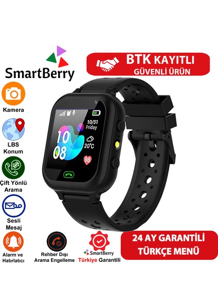 Z5 Lbs Konumlu Akıllı Çocuk Takip Saati Sim Kartlı Arama, Kameralı, Gizli Dinleme Özellikli- Siyah