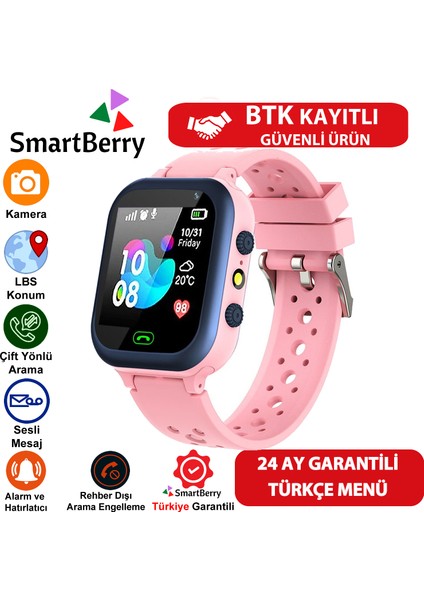 Z5 Lbs Konumlu Akıllı Çocuk Takip Saati Sim Kartlı Arama, Kameralı, Gizli Dinleme Özellikli - Pembe