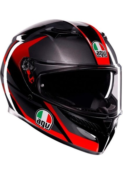 K3 Mplk Striga Black Grey Red Kapalı Kask