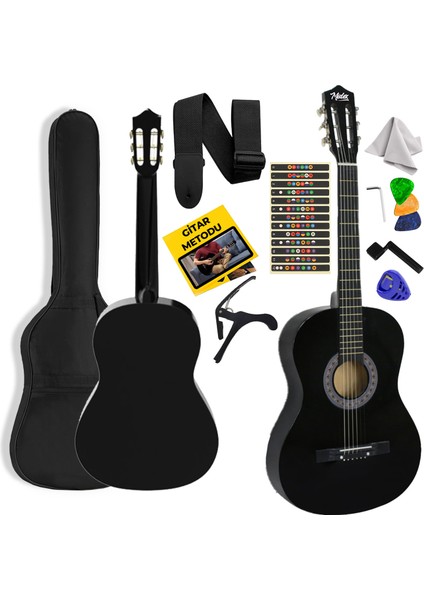 CG-270BK Siyah Klasik Gitar 4/4 Yetişkin Boy Sap Ayarlı Full Set