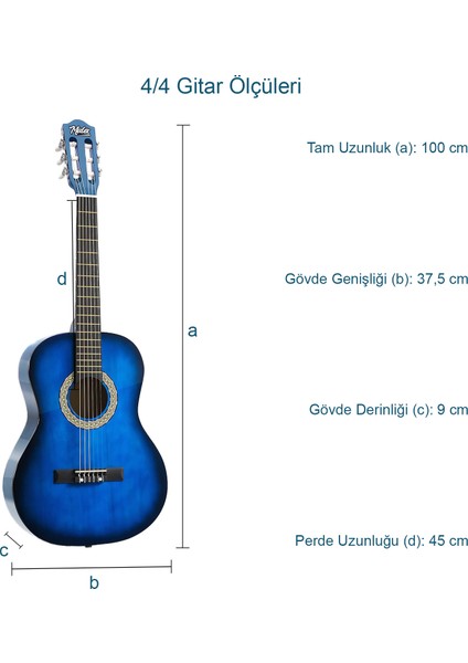 CG-270BL Klasik Gitar 4/4 Yetişkin Boy Sap Ayarlı Full Set