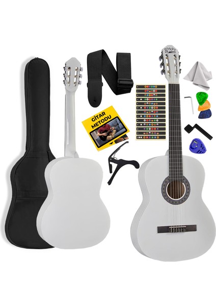 CG-270WH Beyaz Renk Klasik Gitar 4/4 Yetişkin Boy Sap Ayarlı Full Set