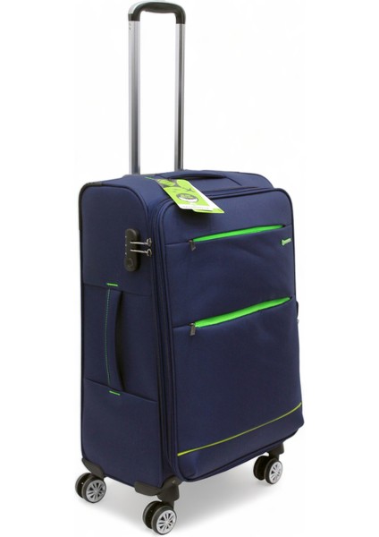 Lacivert Kabin (Küçük) Orta ve Büyük Boy Üçlü Carry-On Lüks Kumaş Valiz Seti ES0055 modelleri