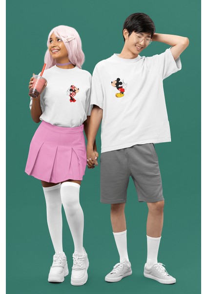 Mickey ve Minnie Sevgili/çift/arkadaşlık 2'li Tişört Seti