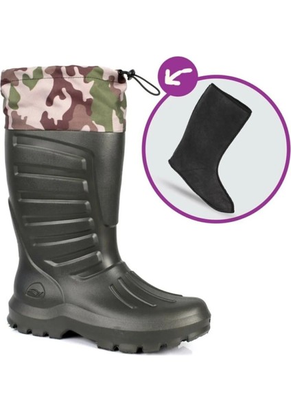 Balıkçı Çizmesi Kamuflaj Avcı Çizme Boot Hunter Termal Çoraplı Çakı Hediyeli indirimleri