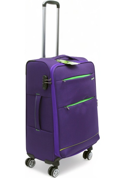 Mor Kabin (Küçük) Orta ve Büyük Boy Üçlü Carry-On Lüks Kumaş Valiz Seti ES0055 modelleri