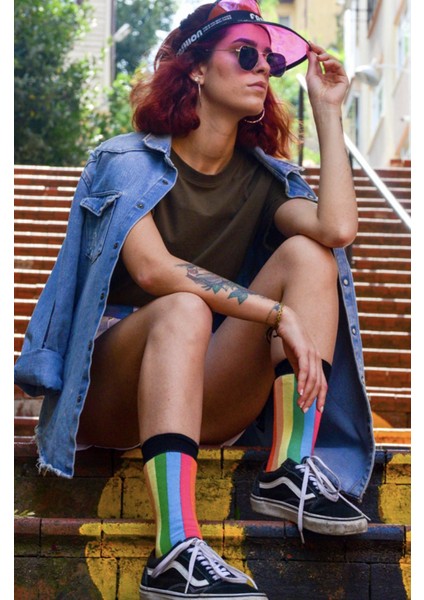 Colorful Renkli Rengarenk Unisex Kolej Çorap