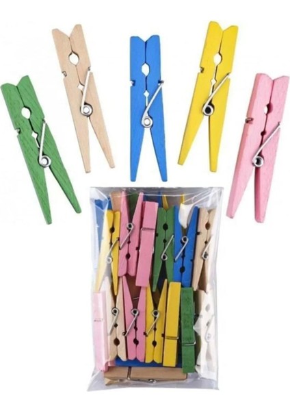 Renkli Ahşap Büyük 4.5 cm 24 Lü Mandal BR-905 fiyatları