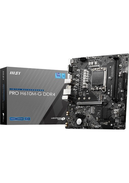 Pro H610M-G Ddr4 Soket 1700 Ddr4 3200(OC) Pcı-E Gen 4,m.2 Usb3.2 1x 1g Lan Matx