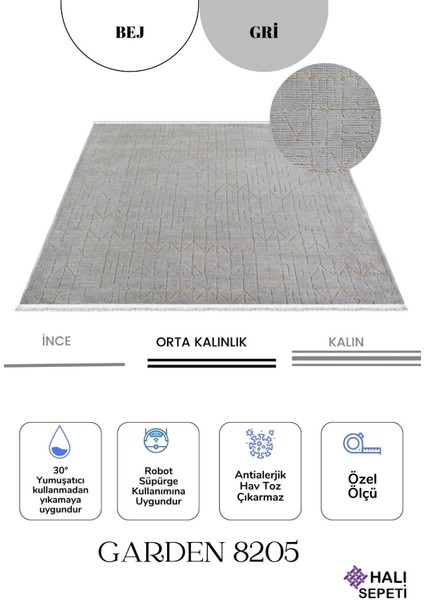 Garden 8205 Gri Yıkanabilir Kesme Yolluk Koridor Halısı Kaymaz Çocuk Odası Halı Kilim