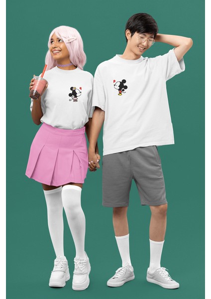 Mini Mickey ve Minnie Sevgili/çift/arkadaşlık 2'li Tişört Seti