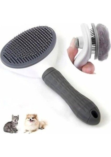 Lüks Basmalı Kedi Köpek Tarak Gri
