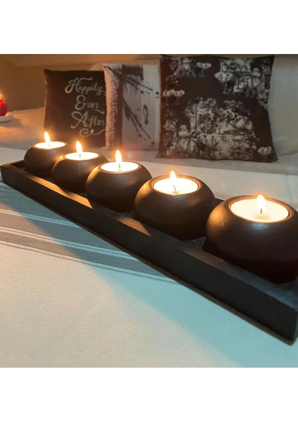 Mor Villa El Yapımı 5'li Set,Mumluk,Dekoratif Mumluk,Tealight Mumluk,Hediyelik Eşya