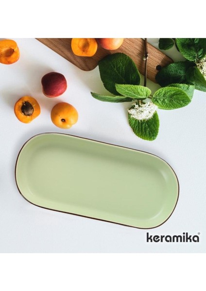 Mat Nil Yeşil Noyan Kayık Tabak 26 cm Kenar File 2 Adet fırsatları