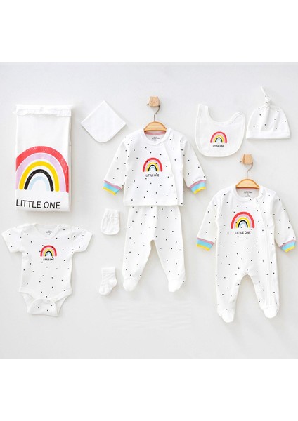 10294 Kız Bebek Ekru Gökkuşağı Desenli 10'lu Hastane Çıkışı