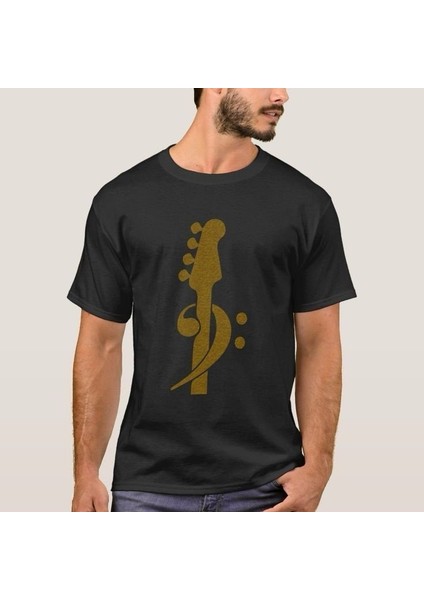 Gitar Siyah Kadın Erkek T-Shirt