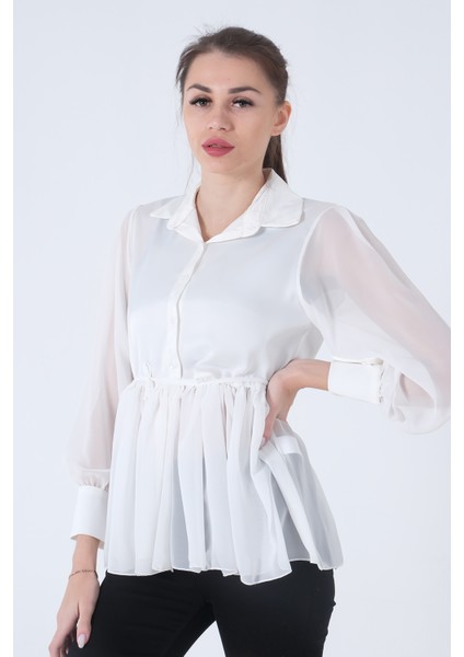 Beyaz Transparan Kol Detaylı Bluz 3972459.15 fırsatları