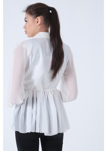Beyaz Transparan Kol Detaylı Bluz 3972459.15 indirimleri